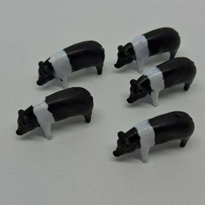 Miniature Pig Figures Figurine Black And White Barn Animal Craft Decor 5 pack